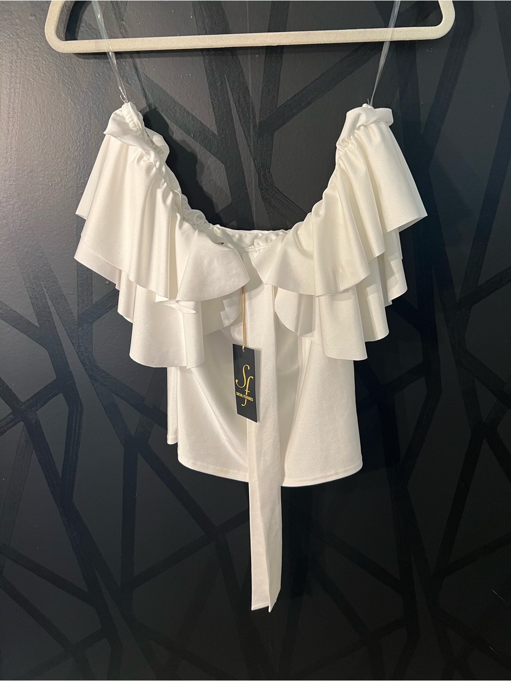 NWT Social Features White Off Shoulder Ruffle Top Small Cottagecore Boho